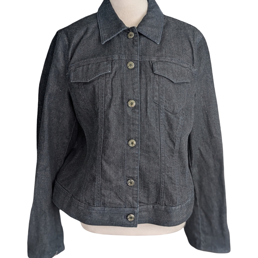 Talbots Dark Blue Jean Jacket Size 14 - Picture 2 of 13